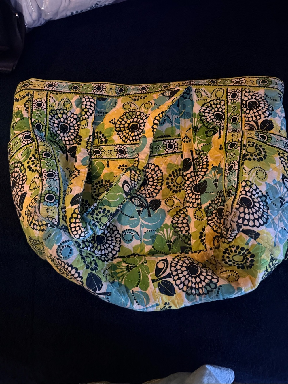 Vera Bradley tote- Quilted Floral Tote Bag in Green and Blue